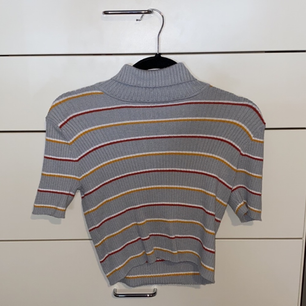Red and Yellow Striped Crop Top
